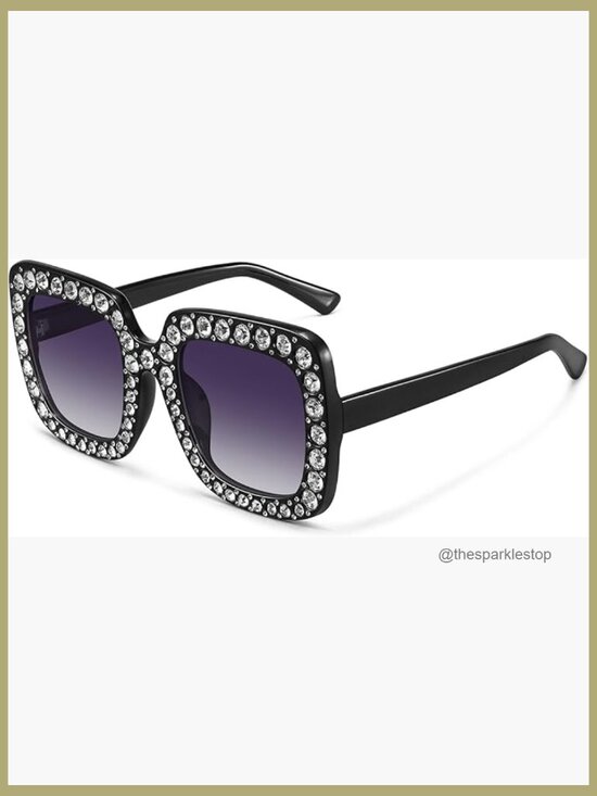 Oversized Square Rhinestone Sunglasses UV400 Retro Disco Glam